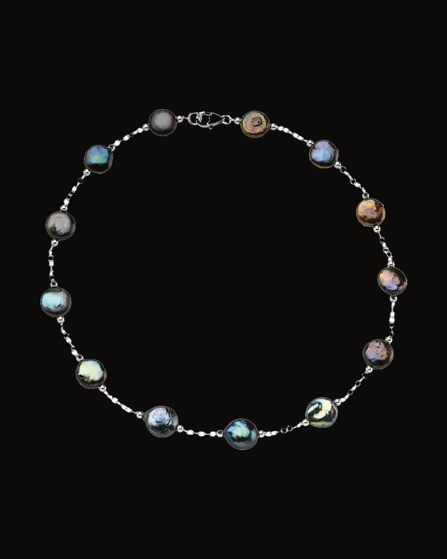 Cultured Black Freshwater Pearl Necklace — Rhodium-Plated on Sterling Silver · Cultured Freshwater Pearl