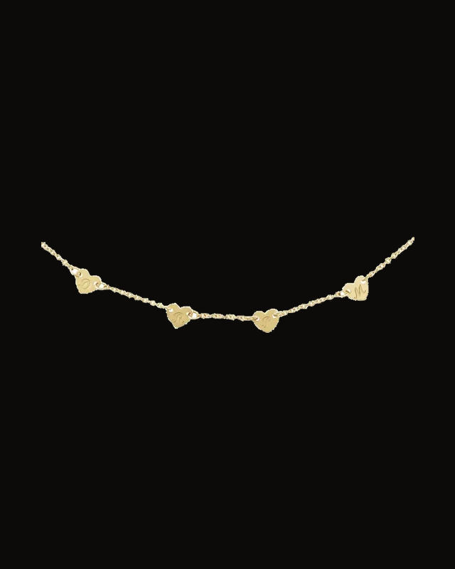 Engravable Family Heart Disc Necklace — 14K Yellow Gold
