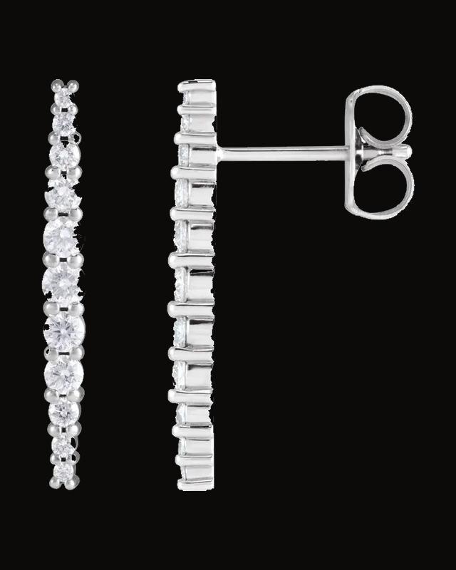 3/8 CTW Lab-Grown Diamond Graduated Drop Earrings — Rhodium-Plated on 14K White Gold