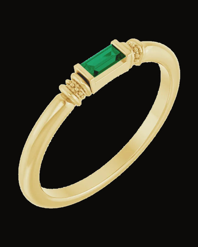 Lab-Grown Emerald Stackable Ring — 14K Yellow Gold · 2.2 x 2.6 mm
