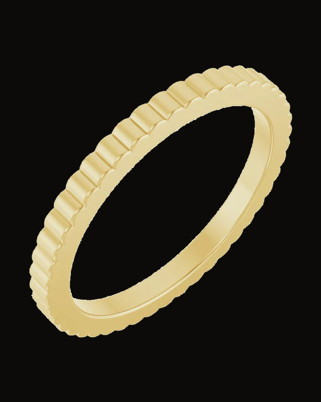 Grooved Standard-Fit Half Round Band — 14K Yellow Gold · 1.5 x 1.9 mm