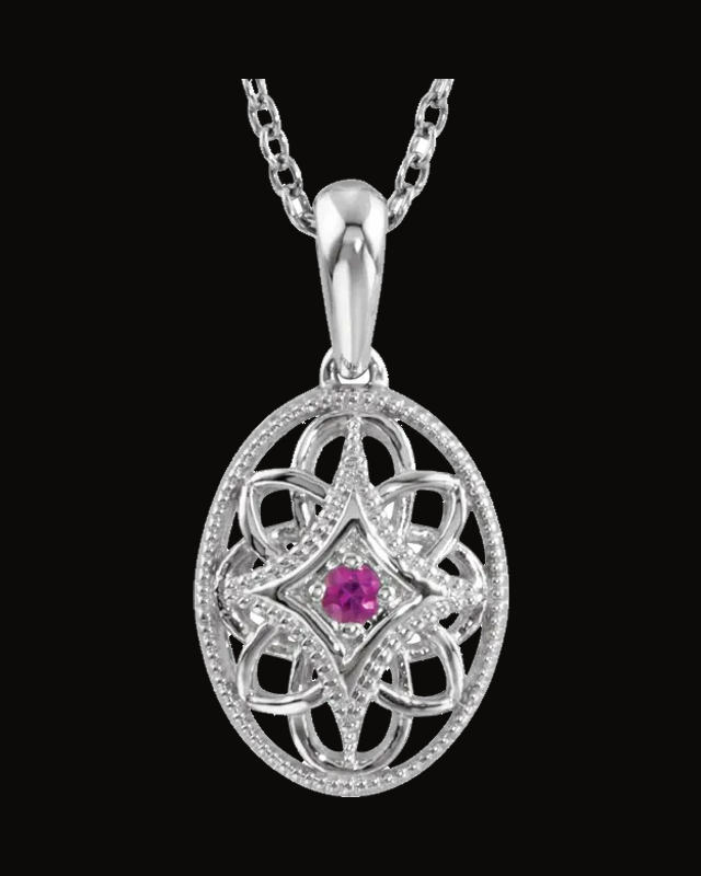 Accented Vintage-Style Necklace — Rhodium-Plated on Sterling Silver · 2 mm