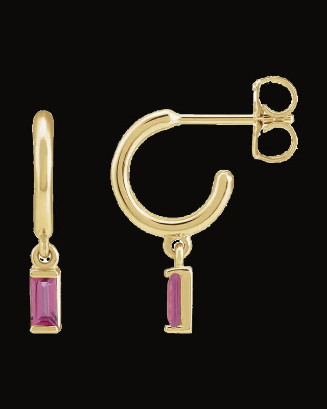 Accented Hoop Earrings — 14K Yellow Gold · 4 x 2 mm