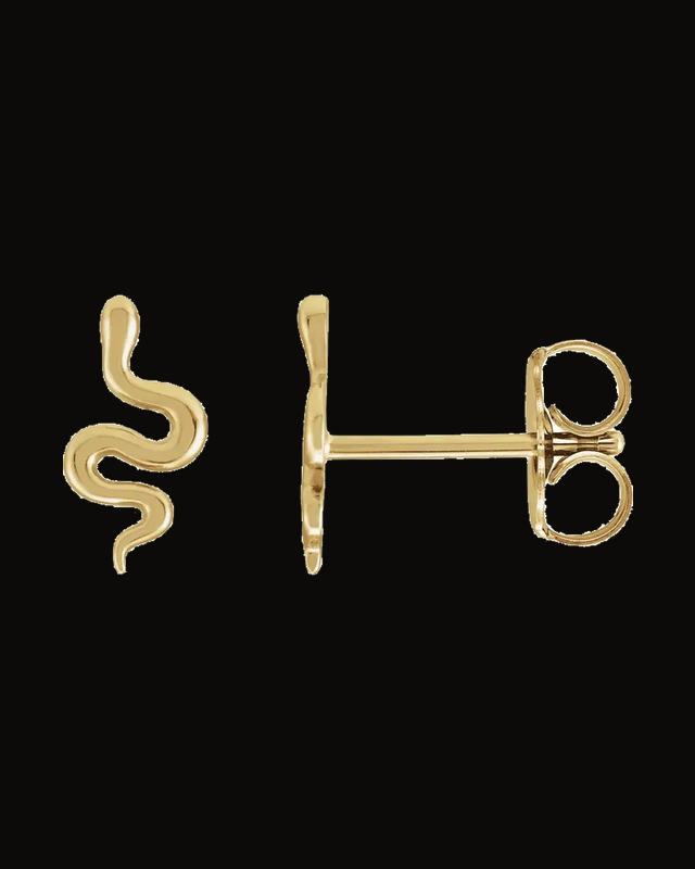 Snake Earrings — 14K Yellow Gold
