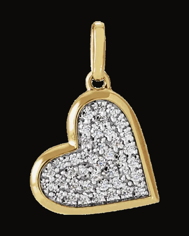 1/4 CTW Natural Diamond Heart Charm/Pendant — 14K Yellow Gold