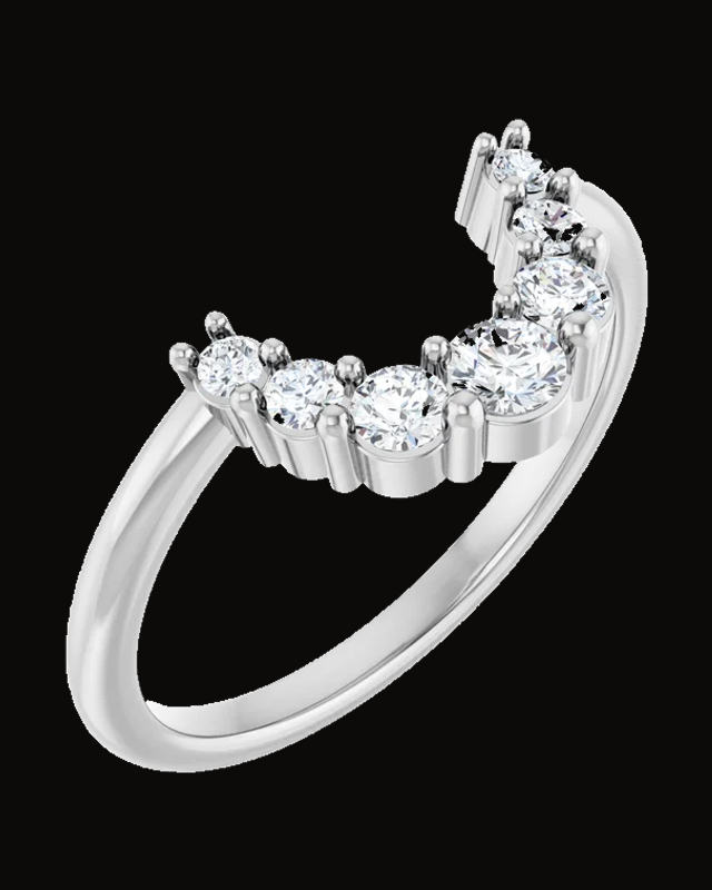 1/3 CTW Lab-Grown Diamond Contour Band — Rhodium-Plated on 14K White Gold · 7.9 x 3 mm