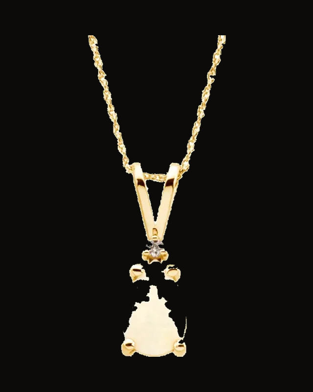 Accented Cabochon Necklace or Pendant — 14K Yellow Gold · 9 x 6 mm