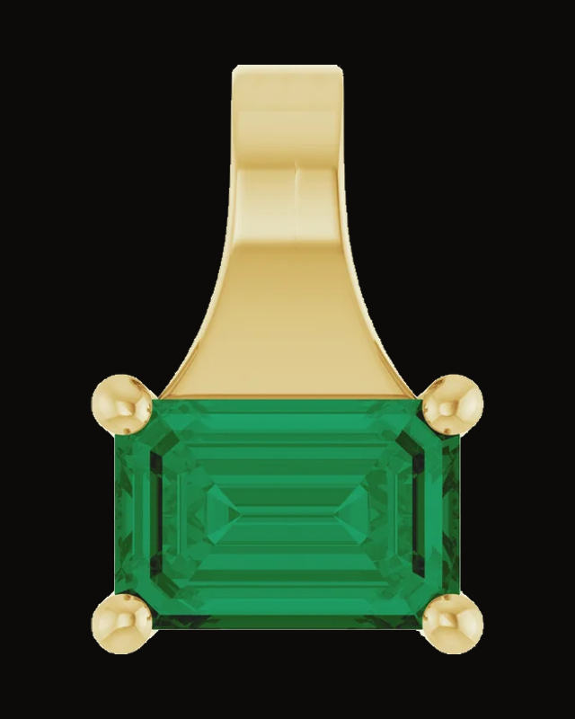 Lab Grown Emerald Pendant — 14K Yellow Gold · 6 x 4 mm