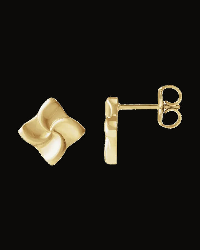 Swirl Stud Earrings — 14K Yellow Gold
