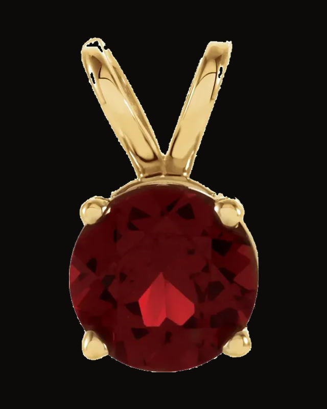 Natural Mozambique Garnet Pendant — 14K Yellow Gold · 6 mm