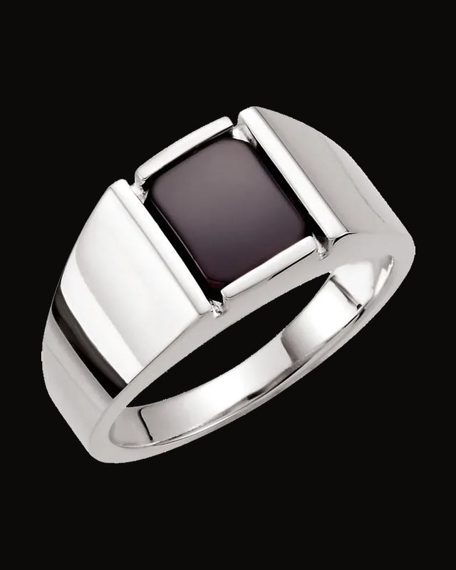 Natural Onyx Ring — Sterling Silver · 3.32 mm · Size 11