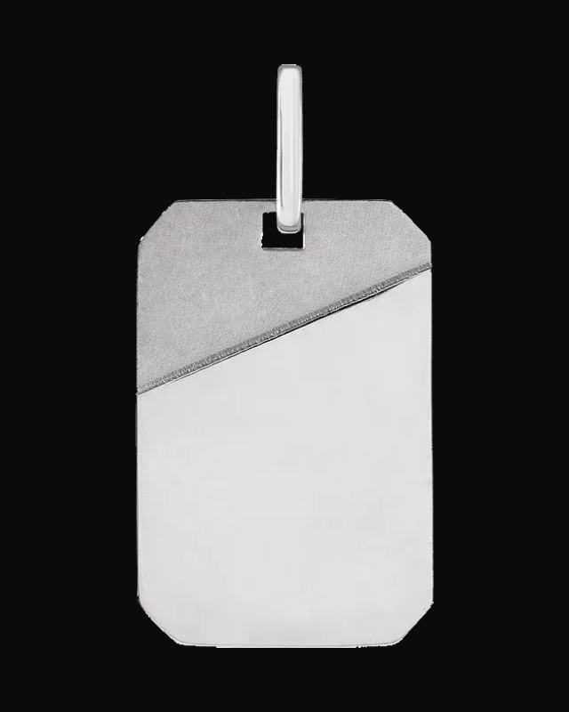 Engravable Dog Tag Pendant — Sterling Silver — Bead Blast/Polished