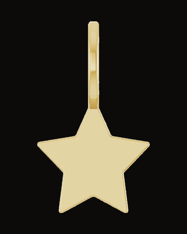 Engravable Star Charm/Pendant — 14K Yellow Gold
