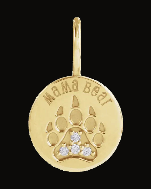 Natural Diamond Mama Bear Pendant — 14K Yellow Gold · 0.03 CTW