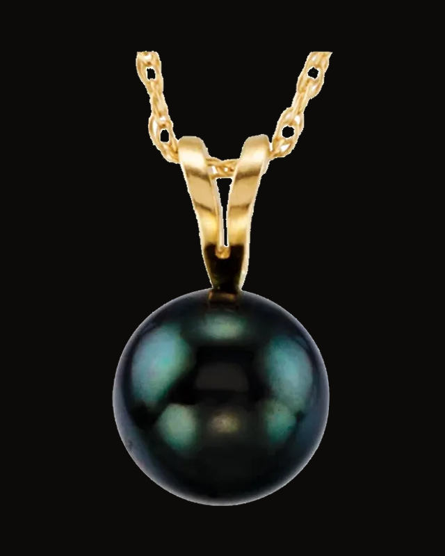 Cultured Black Akoya Pearl Necklace — 14K Yellow Gold · 7 mm