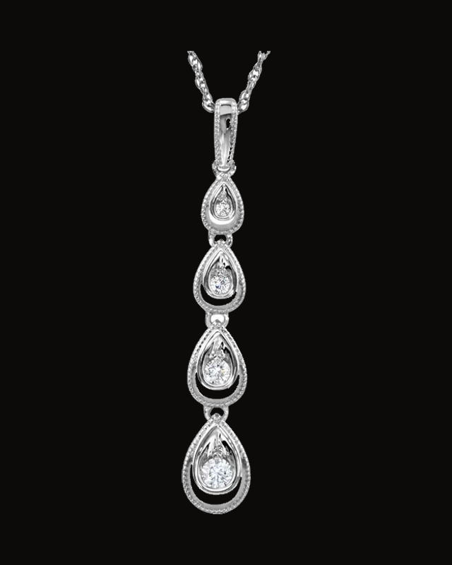 Imitation White Cubic Zirconia Necklace — Rhodium-Plated on Sterling Silver · Imitation Cubic Zirconia