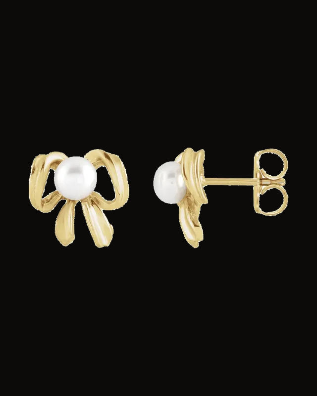 Cultured Freshwater Pearl Earrings — 14K Yellow / White Gold · 4 mm