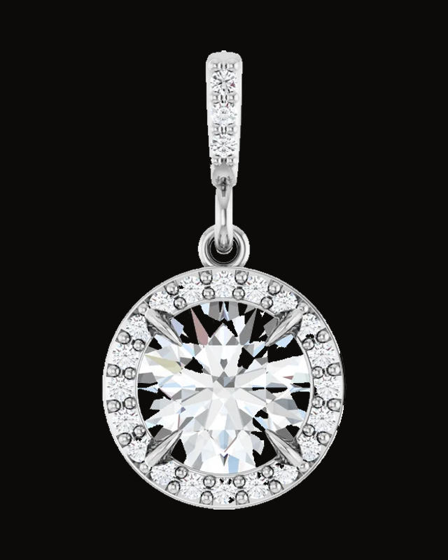 Halo-Style Pendant — Rhodium-Plated on 14K White Gold