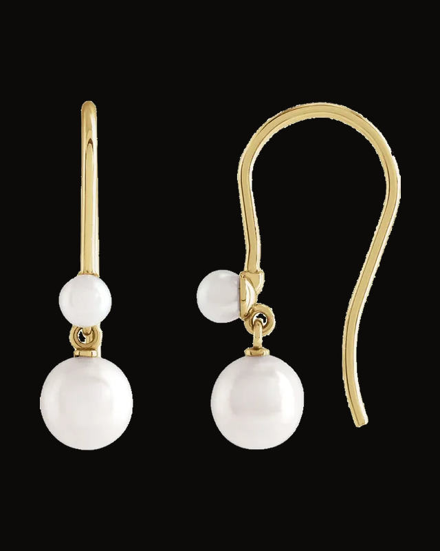 Cultured Pearl Earrings — 14K Yellow Gold