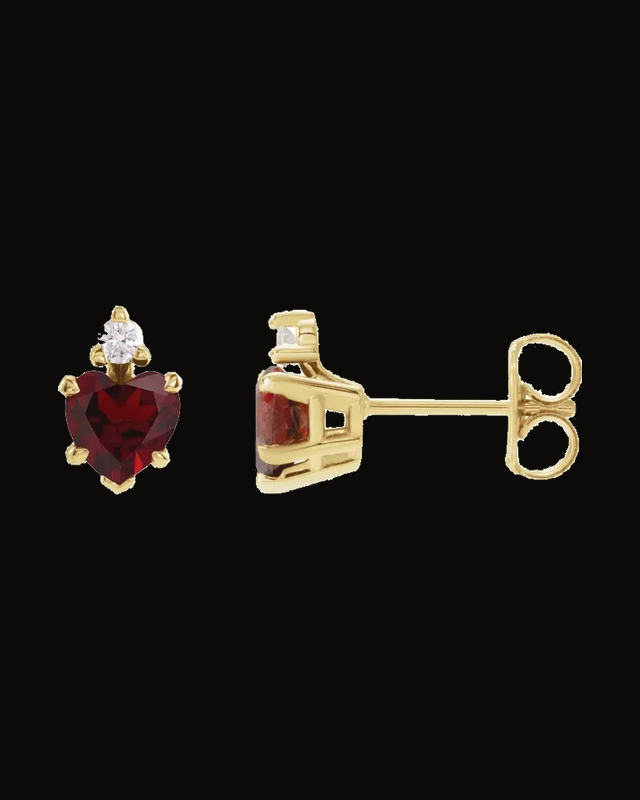 Accented Heart Earrings — 14K Yellow Gold · 0.06 CTW