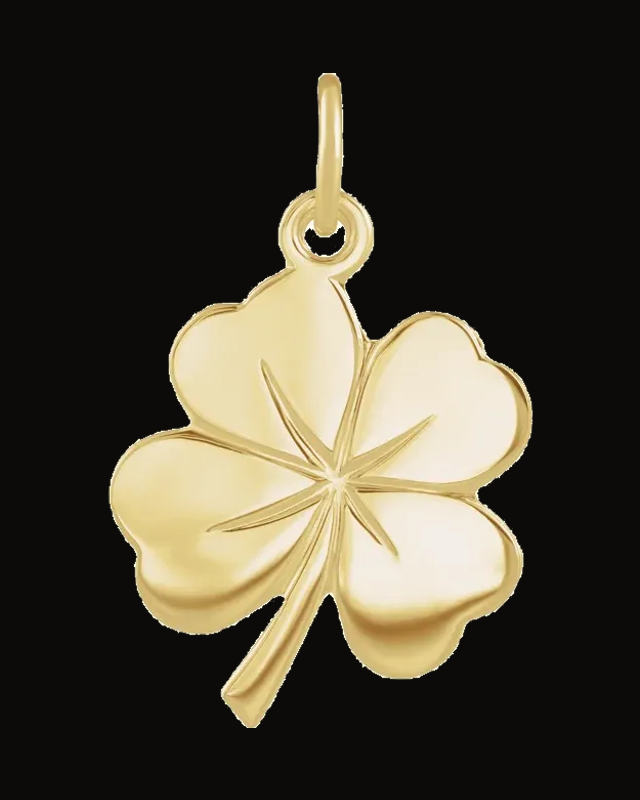 Four-Leaf Clover Charm/Pendant — 14K Yellow Gold