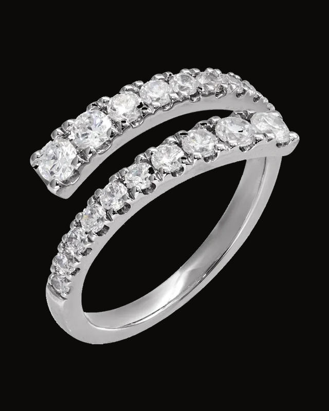 9/10 CTW Lab-Grown Diamond Bypass Ring — 2 mm · Size 7
