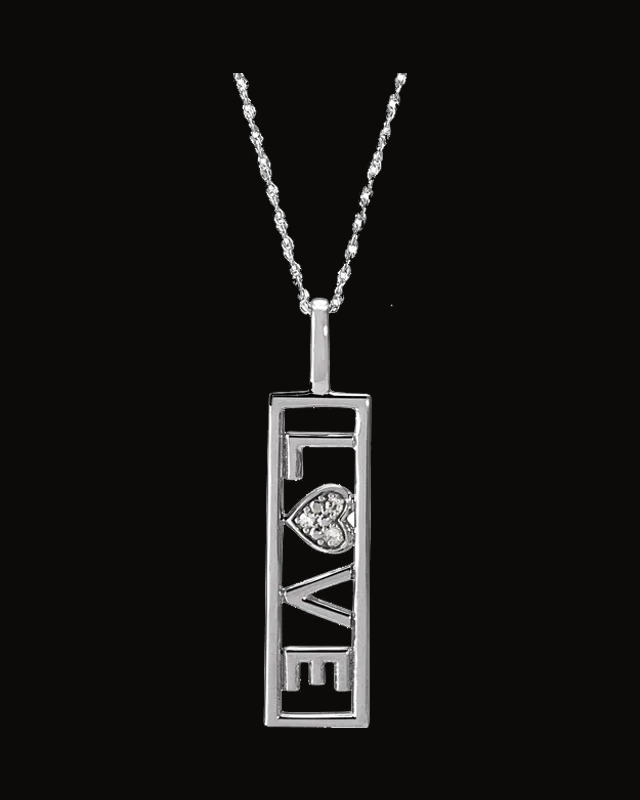 0.02 CTW Natural Diamond Love Necklace — Sterling Silver