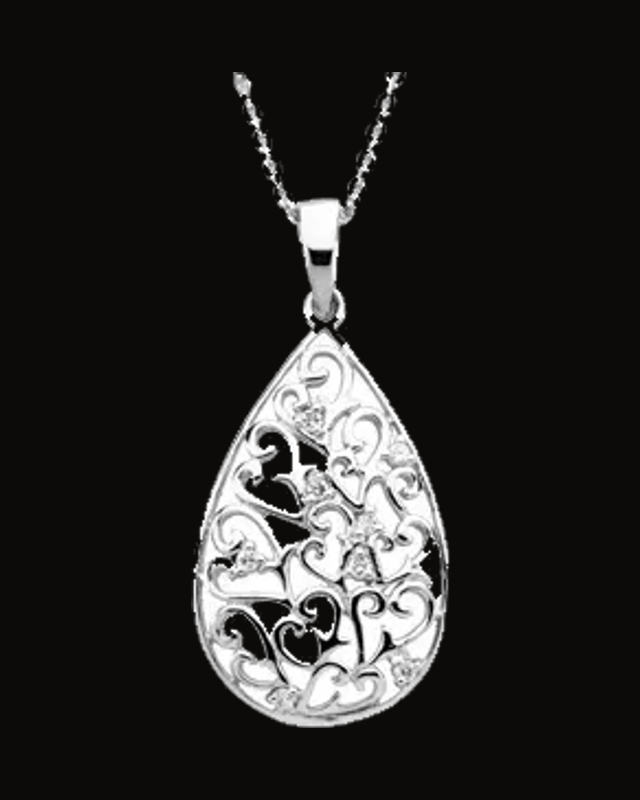 Tear of Sympathy Necklace — Rhodium-Plated on Sterling Silver · 1.5 mm