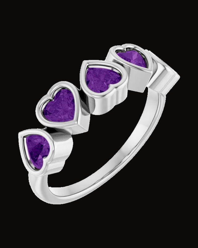 Natural Amethyst Bezel Set Ring — Sterling Silver · 17 x 5.7 mm