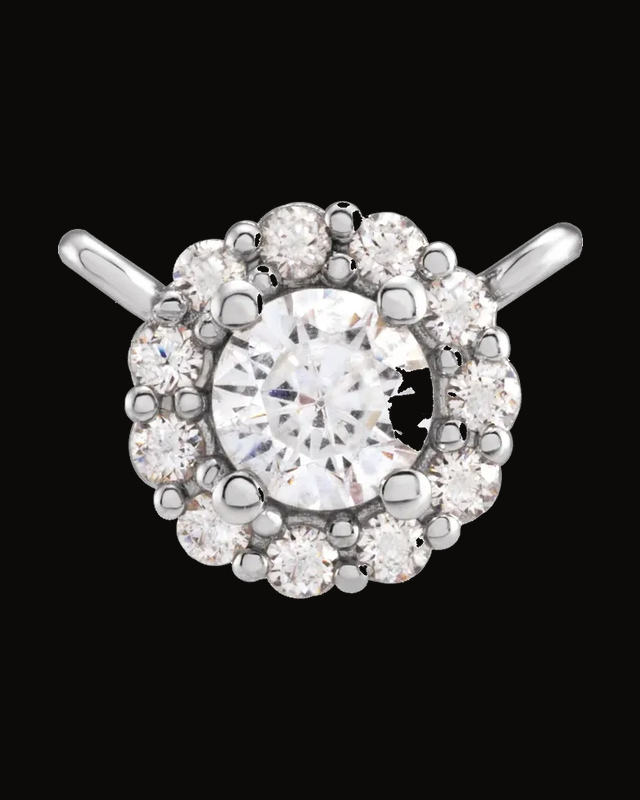 1/3 CTW Lab-Grown Diamond Round Necklace Center — Rhodium-Plated on 14K White Gold