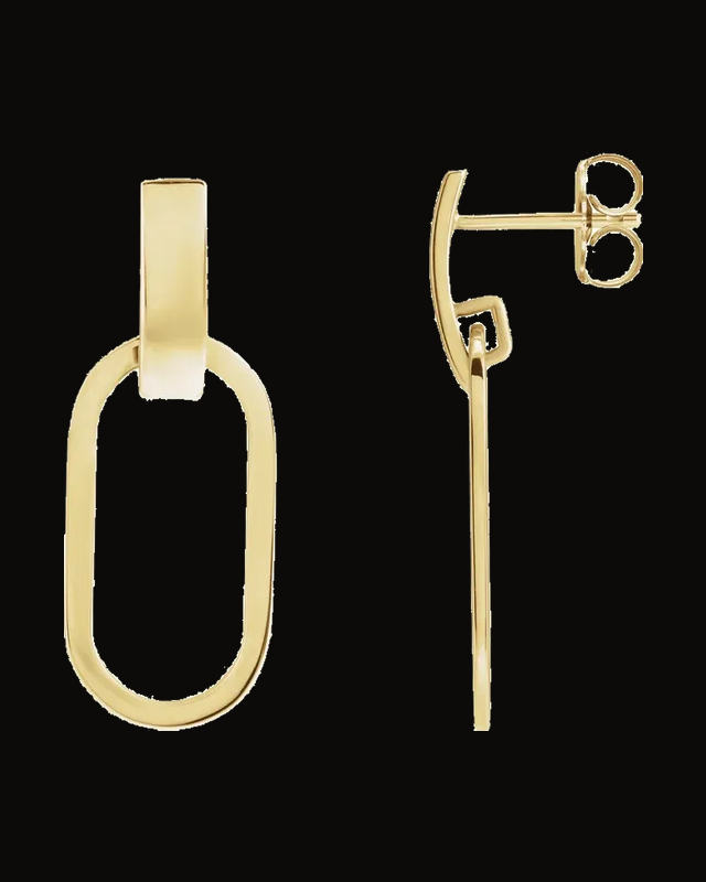 Elongated Oval Drop Earrings