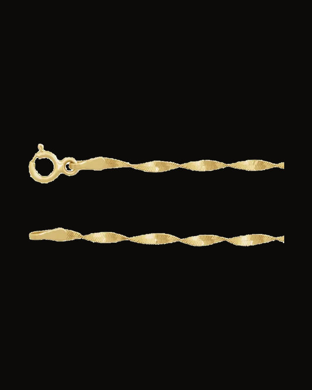 1.6 mm Twisted Herringbone Chain — 14K Yellow Gold
