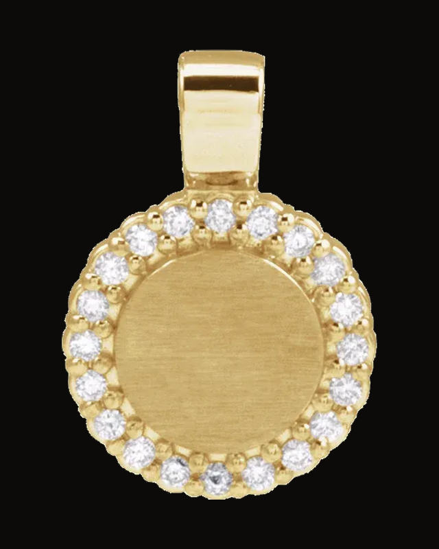1/8 CTW Natural Diamond Engravable Pendant — 14K Yellow Gold