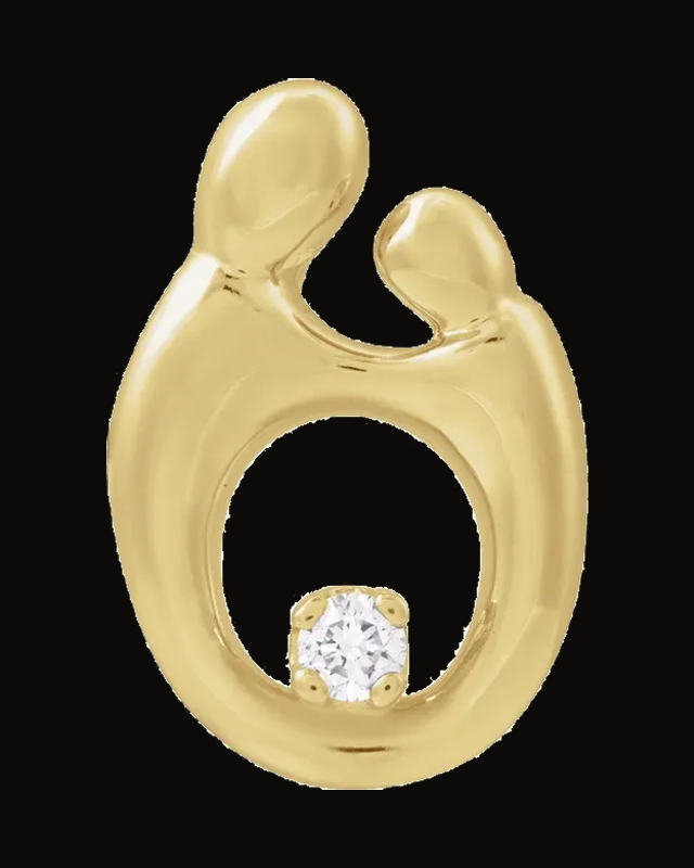 0.03 Ct Natural Diamond Mother And Child Slide Pendant — 14K Yellow Gold
