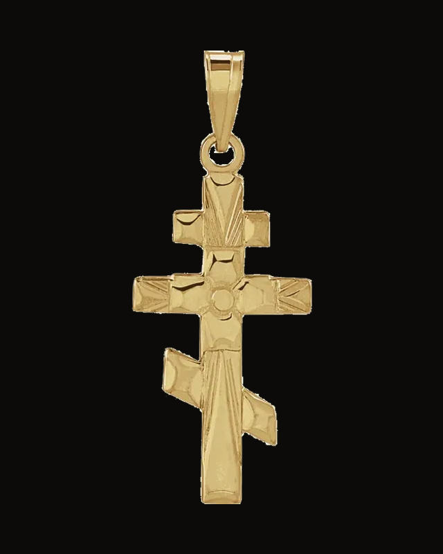 Orthodox Cross Pendant — 14K Yellow / White Gold