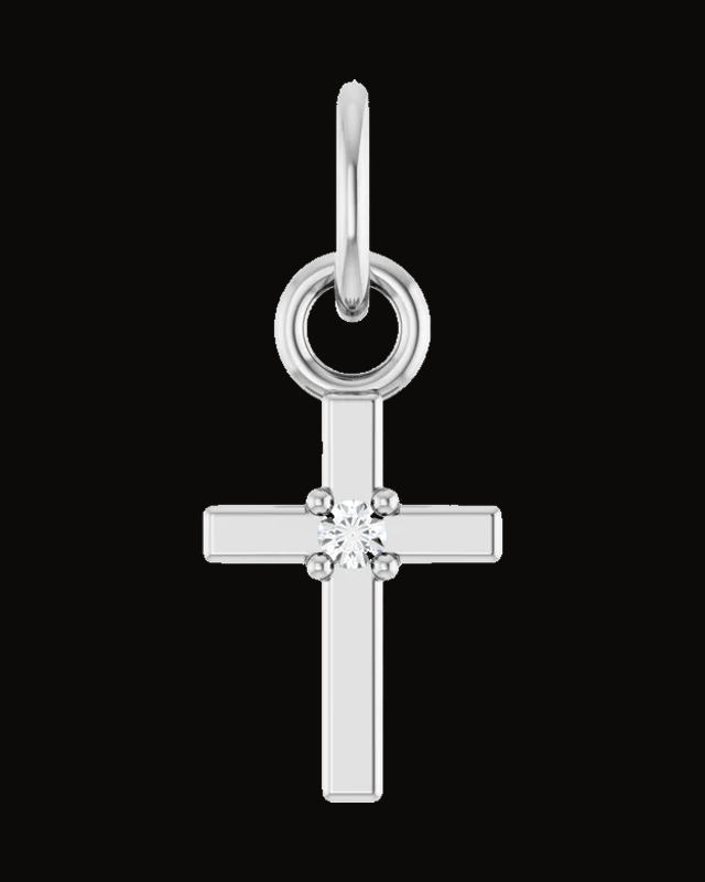 0.005 Ct Natural Diamond Cross Pendant — Sterling Silver
