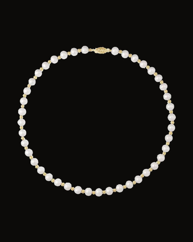 Cultured White Freshwater Pearl Strand Necklace — 14K Yellow Gold · Cultured Freshwater Pearl