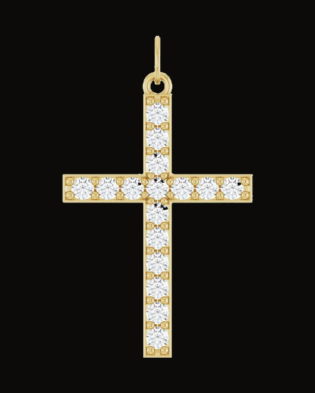 1/2 CTW Lab-Grown Diamond Cross Pendant — 14K White / Yellow Gold