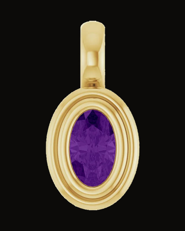 Bezel-Set Solitaire Charm/Pendant — 14K Yellow Gold