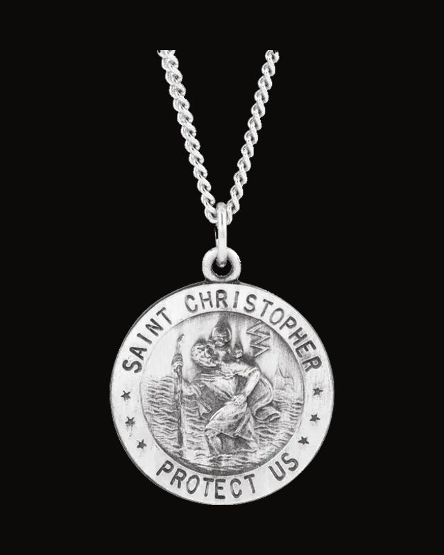 Reversible U.S. Army/St. Christopher Medal Necklace or Pendant — Rhodium-Plated on Sterling Silver
