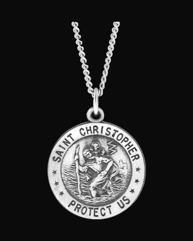 St. Christopher U.S. Navy Medal Necklace or Pendant — Sterling Silver