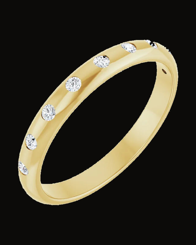 Accented Peg Shank or Band — 14K Yellow Gold · 1 mm