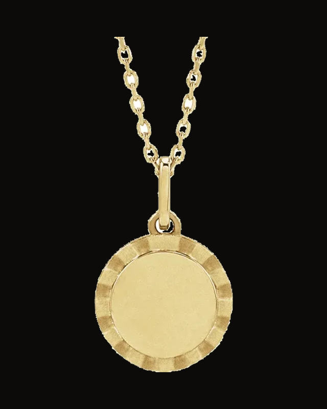 Engravable Sunburst Necklace or Charm/Pendant — 14K Yellow Gold