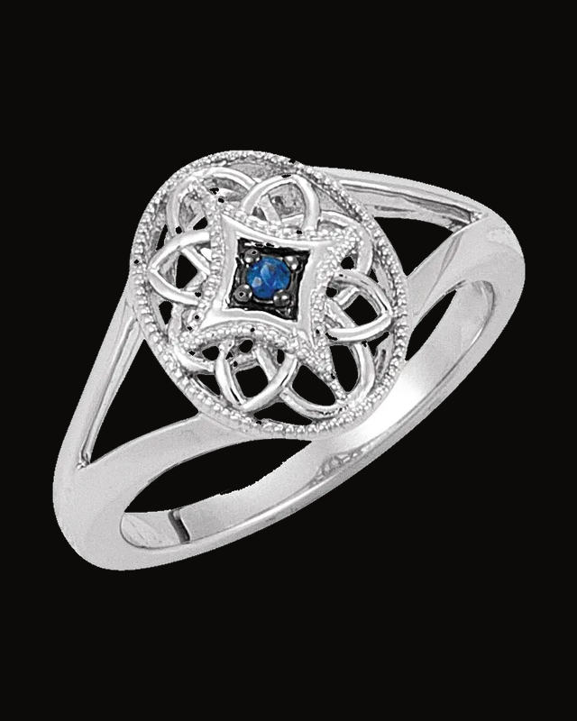 Natural Blue Sapphire Ring — Rhodium-Plated on Sterling Silver · 1.46 mm · Size 7