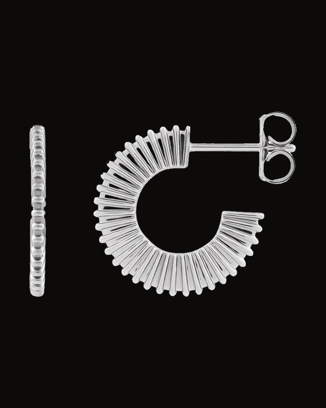 Starburst Hoop Earrings — Rhodium-Plated on 14K White Gold