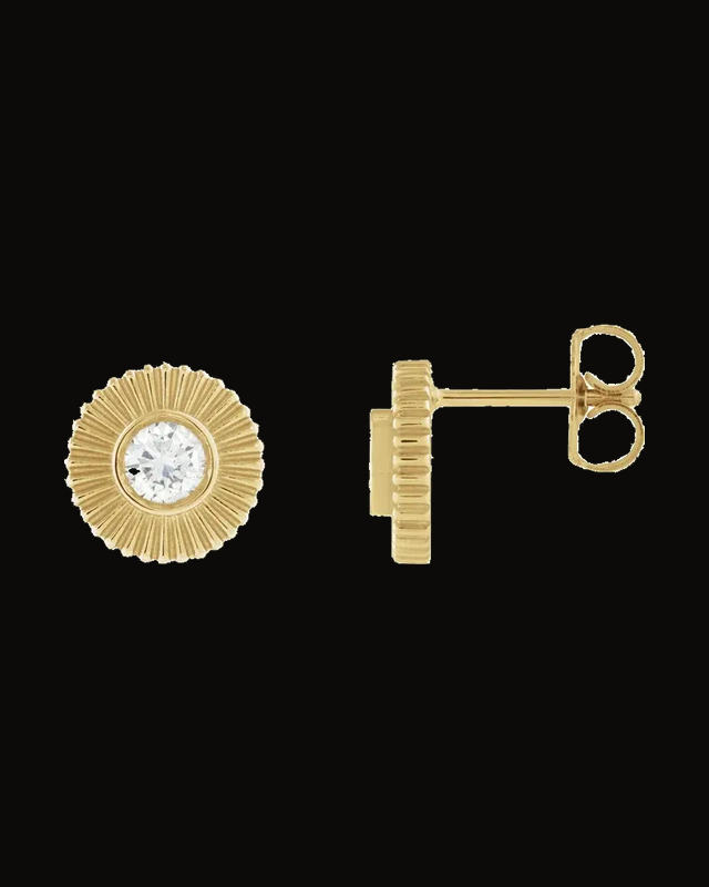 1/3 CTW Lab-Grown Diamond Starburst Stud Earrings — 14K Yellow Gold