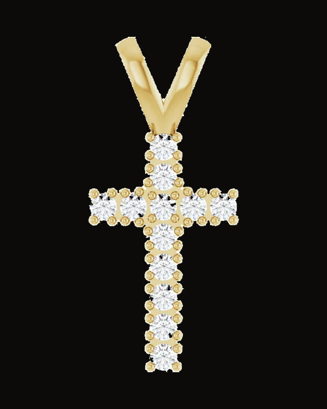 1/5 CTW Natural Diamond Cross Pendant — 14K White / Yellow Gold