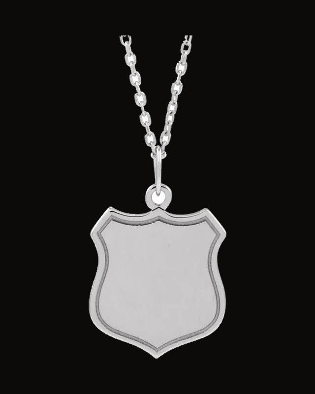 Engravable Police Badge Necklace or Pendant — Sterling Silver