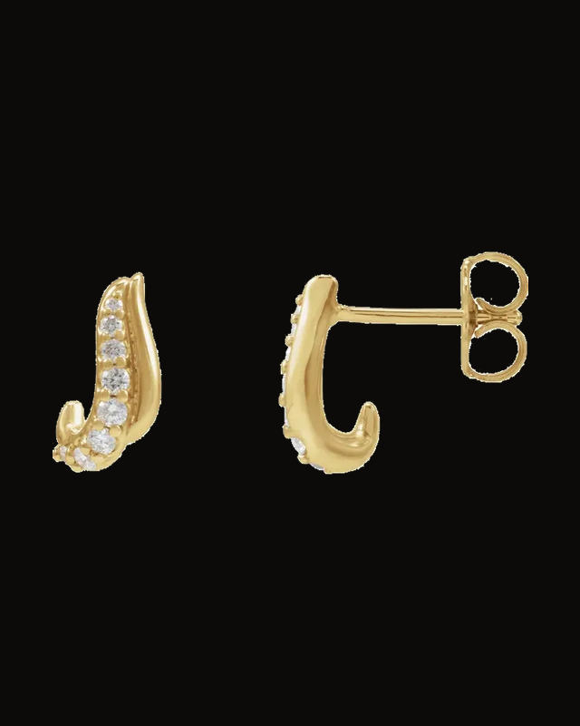 1/6 CTW Natural Diamond Freeform Earrings — 14K Yellow Gold