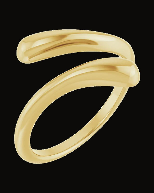 Dome Open Bypass Ring — 14K Yellow Gold · 14.5 x 3.3 mm · Size 7